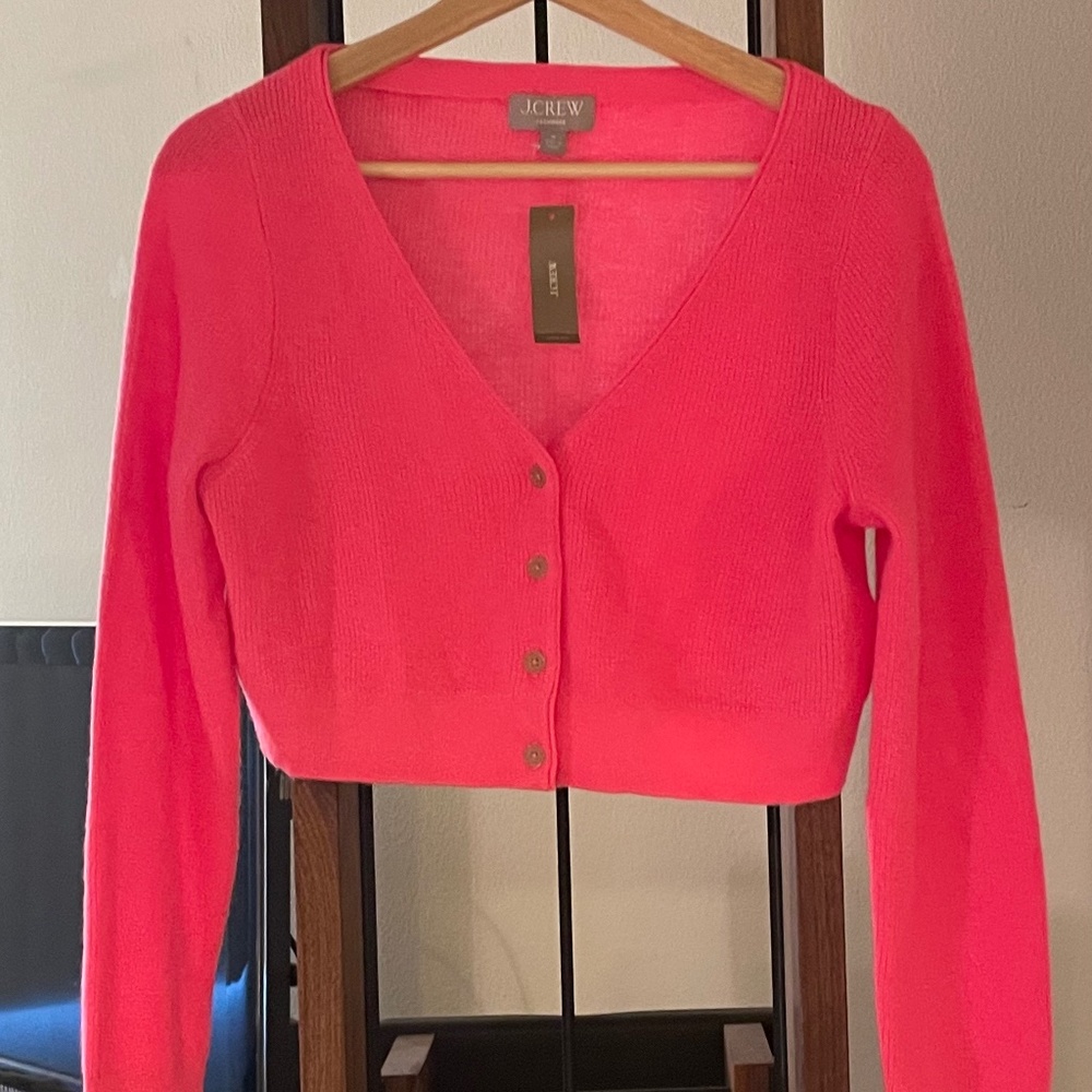 J.Crew Featherweight Cashmere Cropped Cardigan Sweater